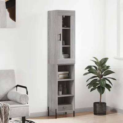 Produktbild von vidaXL Highboard Grau Sonoma 34,5x34x180 cm Holzwerkstoff