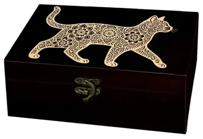 Image de Omgoods - Boîte de rangement en bois avec motif floral - 24 x 14 x 9 cm