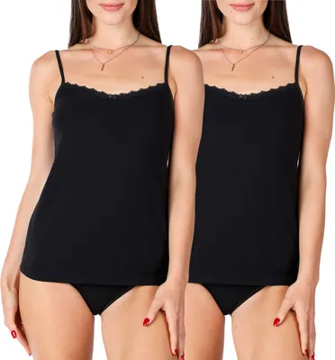 Produktbild von Bellivalini Damen Unterhemd aus Baumwolle mit Spitze BLV50-221 (Schwarz, XXL )