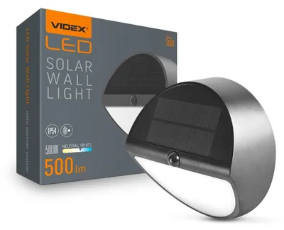 Image de APPLIQUE LED SOLAIRE AVEC CAPTEUR DE MOUVEMENT VIDEX 500Lm 5000K noir