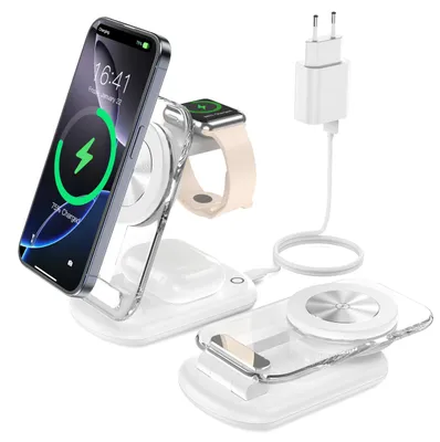 Image de Station de charge MagSafe, compatible avec Apple Watch et iPhone, chargeur MagSafe, pliable, 3 en 1