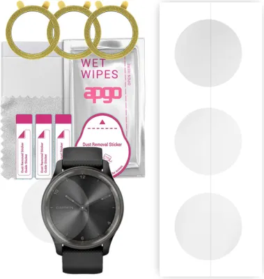 Produktbild von apgo 3 Stück Schutzfolie, klar, kompatibel mit Garmin Vivomove Trend Smartwatch, Hydrogel Displayschutzfolie mit Positionierhilfe, Displayfolie, robust und kratzfest