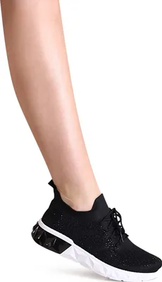 Produktbild von topschuhe24 2978 Damen Light Sneaker Glitzer Plateau Slipper , Farbe:Schwarz, Größe:38 EU