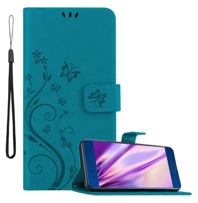 Produktbild von Cadorabo Hülle für Honor 9 Schutz Hülle in Blau Schutzhülle Handy Hülle Etui Case Blumen Flower