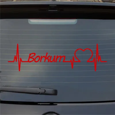 Produktbild von Heckscheibenaufkleber Borkum Herzschlag Puls Insel Nordsee Liebe 55x20 cm Rot Auto Aufkleber Sticker