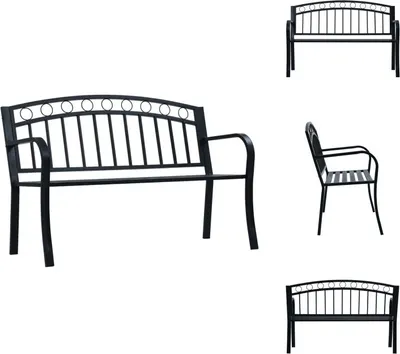 Zdjęcie produktu dla vidaXL Ławka ogrodowa 125 cm stal czarna - Ławki ogrodowe