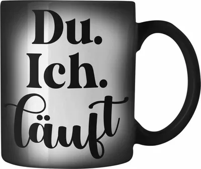 Produktbild von Trendation - Du Ich Läuft Farbwechsel Zauber-Tasse Geschenk für Paare Freundin Freund Liebe Geschenkidee für Sie Ihn Partner (Schwarz)