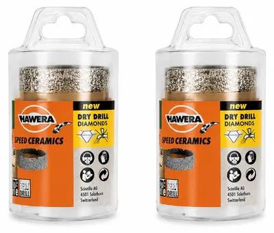 Produktbild von 2x HAWERA Diamant Trockenbohrkrone Ø 45 + 51 mm Bohrkrone Fliesen Keramik Marmor