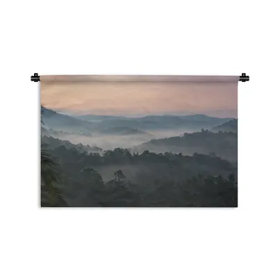 Produktbild von MuchoWow® Wandteppich Wandbehang Wald - Sonne - Nebel 120x80 cm Tapisserie Dekoration Wandtuch - Wanddekorationen - Wandtücher