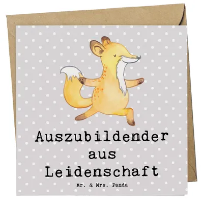 Produktbild von Mr. & Mrs. Panda Grußkarte Auszubildender Leidenschaft - Grau Pastell - Geschenk, doppelkarte, Spruch, Azubi, Lustig, Preis, faltkarte, Ausbildungsbeginn, anlasskarte