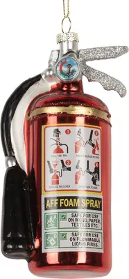 Produktbild von Clayre & Eef Weihnachtsanhänger Feuerlöscher 6x5x13 cm Rot Glas