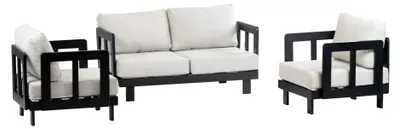 Produktbild von Sessel-Sofa Lounge-Set Tulum | Schwarz | 2-Sitzer