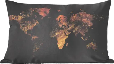Produktbild von MuchoWow® Zierkissen Sofakissen Wohnzimmer Dekokissen 50x30 cm Weltkarte - Marmor - Gold - Wohnzimmerdekoration - Polster mit Photo