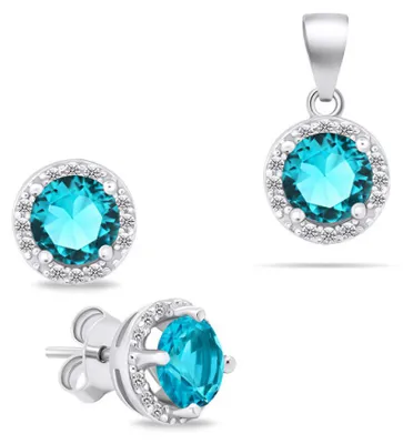 Immagine prodotto di Set di gioielli in argento con zirconi SET230WAQ (orecchini, ciondolo)