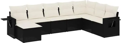 Produktbild von vidaXL 8-tlg. Garten-Sofagarnitur mit Kissen Schwarz Poly Rattan