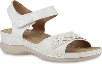 Produktbild von VAN HILL Damen Komfort Sandalen Bequeme Keilabsatz Schuhe 841647, Farbe: Weiß, Größe: 38