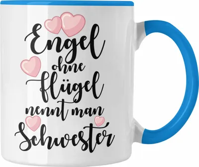 Produktbild von Trendation - Beste Schwester Geschenk Tasse Kaffeetasse Geburtstag Weihnachten Geschenkideen Schwestern Bruder Lustig Mug (Blau)