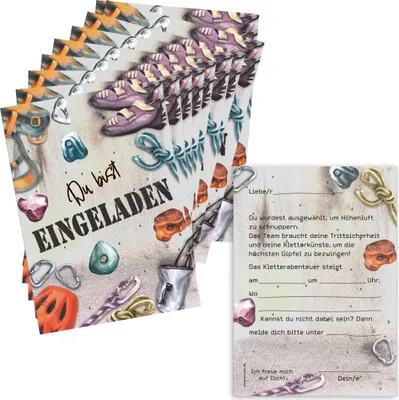 Produktbild von PRICARO Einladungskarten Kindergeburtstag, A6 "Indoor-Klettern", 10 Stück
