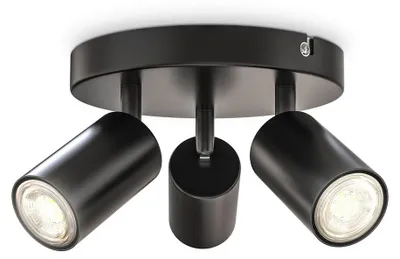 Produktbild von Deckenlampe schwenkbar, GU10 Fassung, max.9Watt, Deckenstrahler, Wohnzimmerlampe, Schlafzimmerlampe, Küchenlampe, Deckenleuchte, 9x19 cm, Schwarz