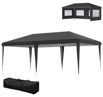 Produktbild von Outsunny Pavillon ca. 3x6m Wasserdicht Pop-up Faltpavillon mit 4 Seitenwänden
