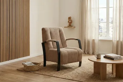 Produktbild von Eleganter Sessel Looft braun mit Federkern – Ergonomisch & Wasserabweisend – Modernes Design für Wohnzimmer & Büro