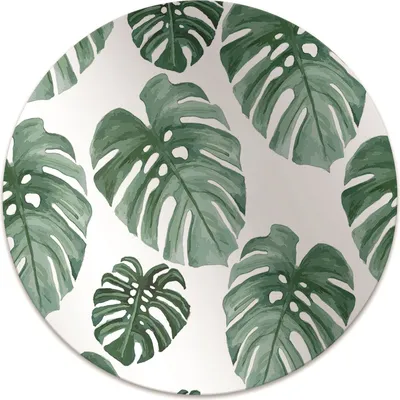 Produktbild von Rundmatte - Stuhlunterlage Bürostuhlunterlage - Rund Ø 100 cm - Bodenmatte - Fußmatte - Monstera-Blätter