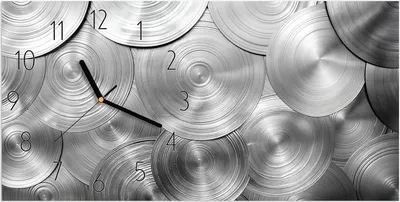 Produktbild von Wanduhr aus Glas mit Motiv Metallische Scheiben- 60 x 30 cm - inkl. Aufhängesystem