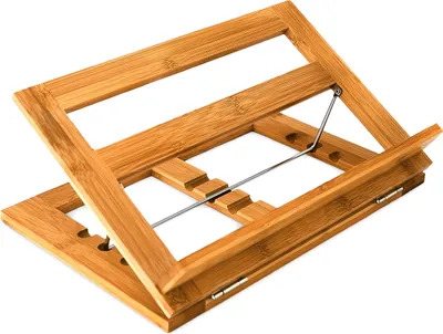 Produktbild von Relaxdays Kochbuchständer, neigungsverstellbar, HxBxT: 22x33x22,5cm, Buchständer aus Bambus, natur, für Küche/Büro