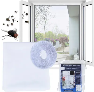 Produktbild von Moskitiera Siatka Na Okno Owady 150X130 + Rzep Biały