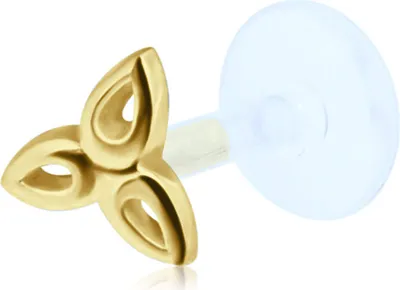Produktbild von 1 Stück Ohrring Tragus Ohrpiercing 925 Sterling Silber mit keltischem Motiv gelbvergoldet Stablänge 6mm