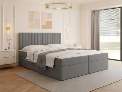 Obrázok produktu pre Boxspringová manželská posteľ 180x200 VASHON 1 - šedá + topper