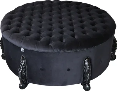 Produktbild von Casa Padrino riesiger Barock Rundhocker in Schwarz/Schwarz Durchmesser 107 cm - Luxus Hotel Möbel - Limited Edition