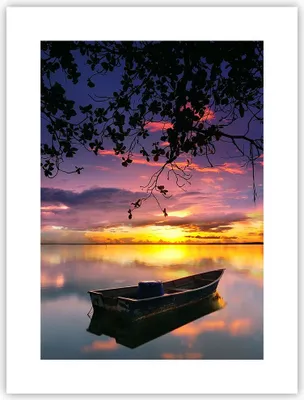 Produktbild von Poster - Poster ohne Rahmen - Boot Sonnenuntergang See Himmel - 30x40 cm - Wand Bild - Wanddeko - Wandbilder - Kunstposter - Wandposter - Bilder - Kunstdruck - Wandbild - P2XPA30x40-2967