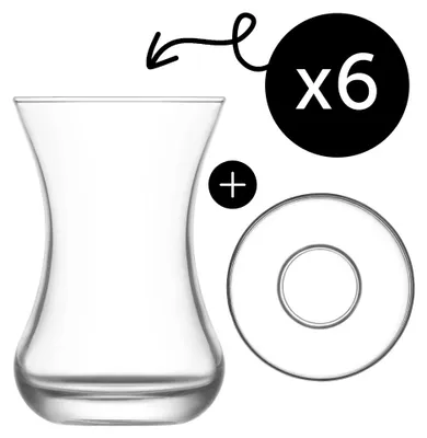Produktbild von LAV Demet Teegläser & Unterteller Set – 135 ml (4 1/2 oz), 6er Set (12tlg.)