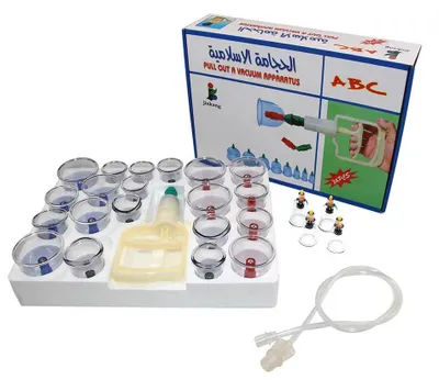 Productafbeelding van Massagecupping set met plastic cuppingglazen met magneten + vacuümpomp (set van 24 stuks)