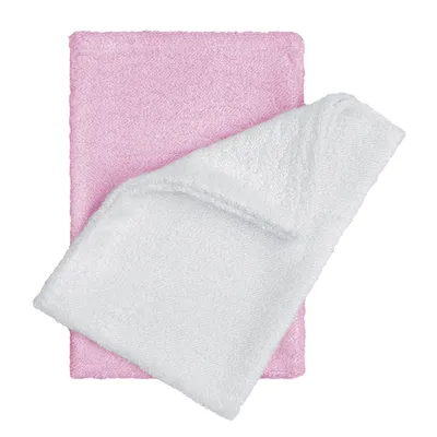 Productafbeelding van Badedoekjes - handschoenvorm, wit+roze / wit+roze