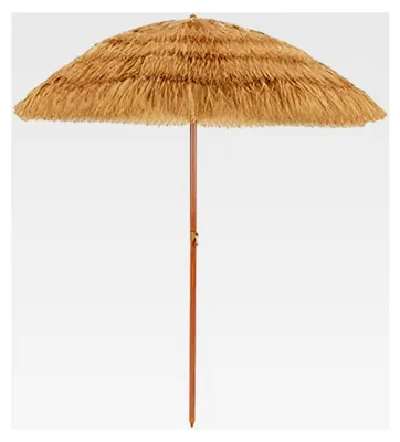 Produktbild von Sonnenschirm Hawaii Ø 200 cm Gartenschirm Balkonschirm knickbar Strandschirm mit Fransen Terrassenschirm rund beige