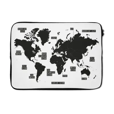 Produktbild von MuchoWow® Laptop Hülle 14 ZollWeltkarte - Schwarz - Weiß - Kinder - Junge - Mädchen Laptoptasche - Laptoptasche - Stoßsicher - Schutzhaube