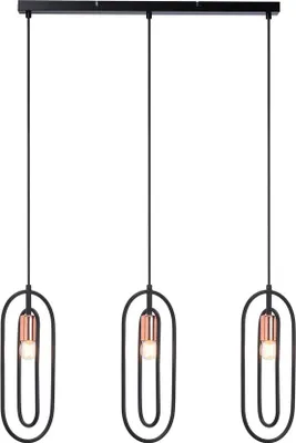 Obrázok produktu pre Závesné svietidlo ROVIER E27 3x MAX 40W kov čierna matná, meď Š:85cm V:150cm stmievateľné