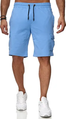 Produktbild von Reslad Kurze Hose Herren Cargo Bermuda Shorts Jogginghose Sport-Hose RS-5069 Hellblau M