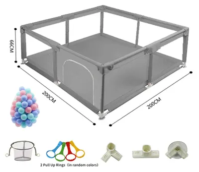 Produktbild von Laufstall für Babys - Großer Laufstall mit Bällebad - 2,0 x 2,0 m - Faltbar - Atmungsaktives Netz - Stabile Konstruktion - Für drinnen