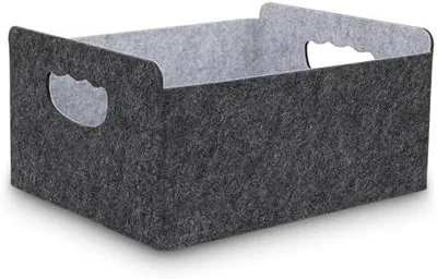 Produktbild von Filzkorb Aufbewahrungskorb aus Filz, Organizer Box für Schrank & Regal, Faltbarer Aufbewahrungskorb, Filzbox für Zuhause und Büro, Schwarz-grau ( 1 Stück )