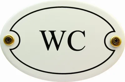 Produktbild von Emaille Türschild WC weiß oval Emaille Toilettenschild Schild Toilette Klo Kloschild