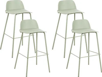 Produktbild von BELIANI Barhocker 4er Set Hellgrün aus Kunststoff/Metall Esszimmer Küche Retro Barstuhl