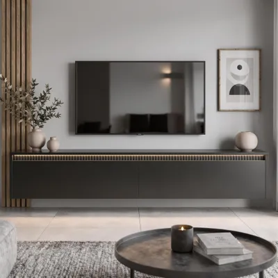 Produktbild von TV-Lowboard 170 cm LUMI II - Schwarz Matt, TV-Schrank mit LED-Beleuchtung & Push-to-Open