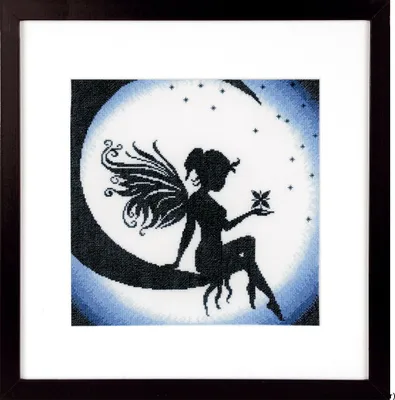 Produktbild von Lanarte Kreuzstich-Stickset "Fee auf dem Mond Fein aida", gezählt
