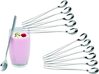 Zdjęcie produktu dla Zestaw 12 długich słomek ze stali nierdzewnej, 19 cm - Idealne do wysokich szklanek i kubków - Można myć w zmywarce