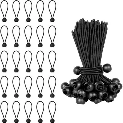 Imagen del producto de Bandas elásticas con bola y gancho – Tensadores para lonas – Longitud de 10 cm, se estiran hasta 18 cm.
