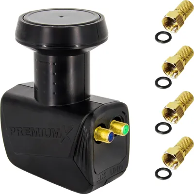 Produktbild von PremiumX Twin LNB SAT für 2 Teilnehmer DVB-S2 HD 4K inkl. 4x F-Stecker