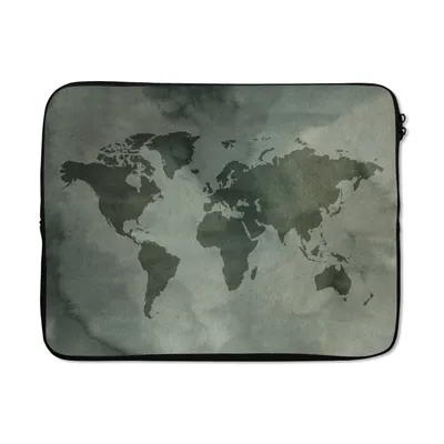 Produktbild von MuchoWow® Laptop Hülle 15 Zoll Weltkarte - Grau - Aquarell Laptoptasche - Laptoptasche - Sleeve - Rundum-Schutz